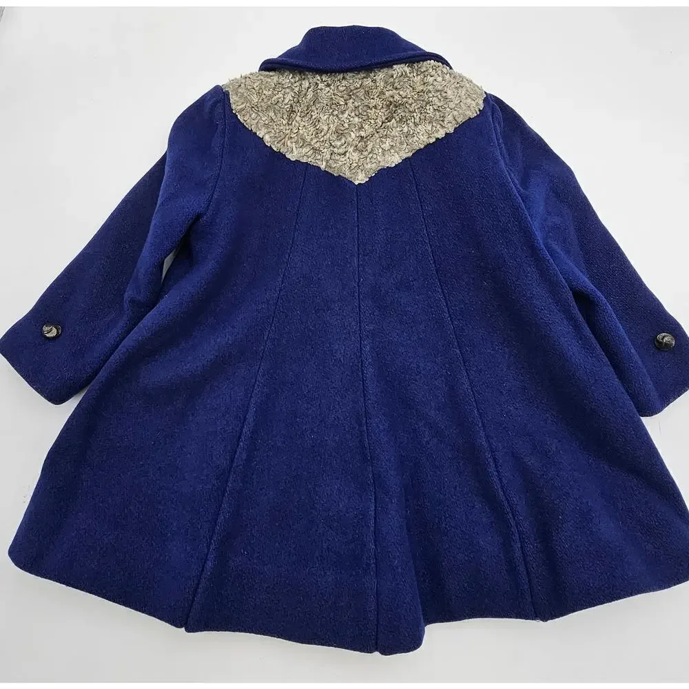 Vintage 50s/60s Girls 3T/4T Navy Blue Peacoat with Matching Pants & Hand Warmer